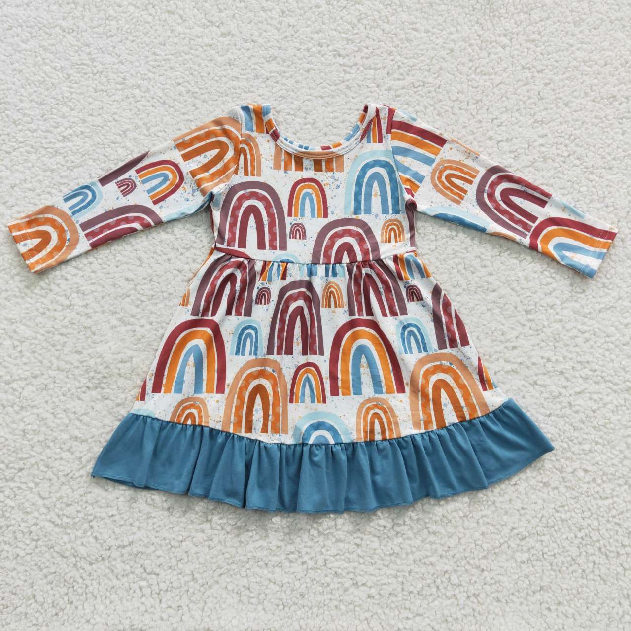 GLD0205 rainbonw short sleeve summer girl dress 20230612 RTS