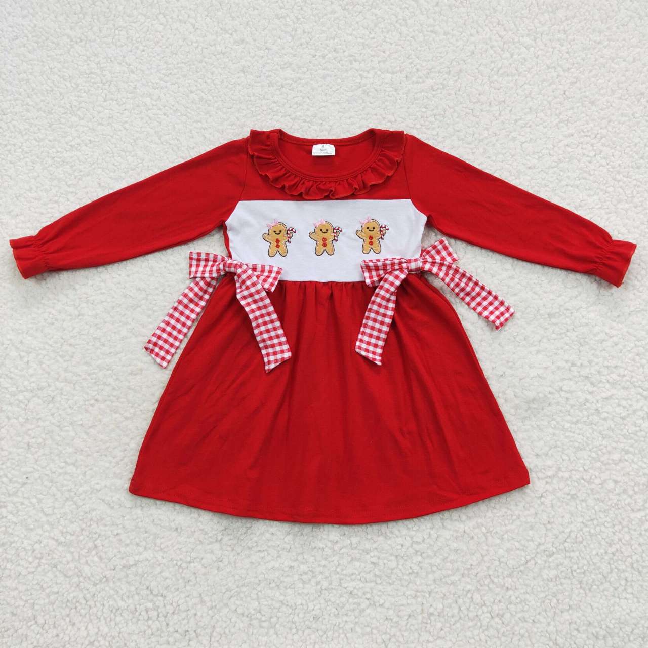 GLD0218 Christmas gingersnap  short sleeve red girl dress 20230727 RTS