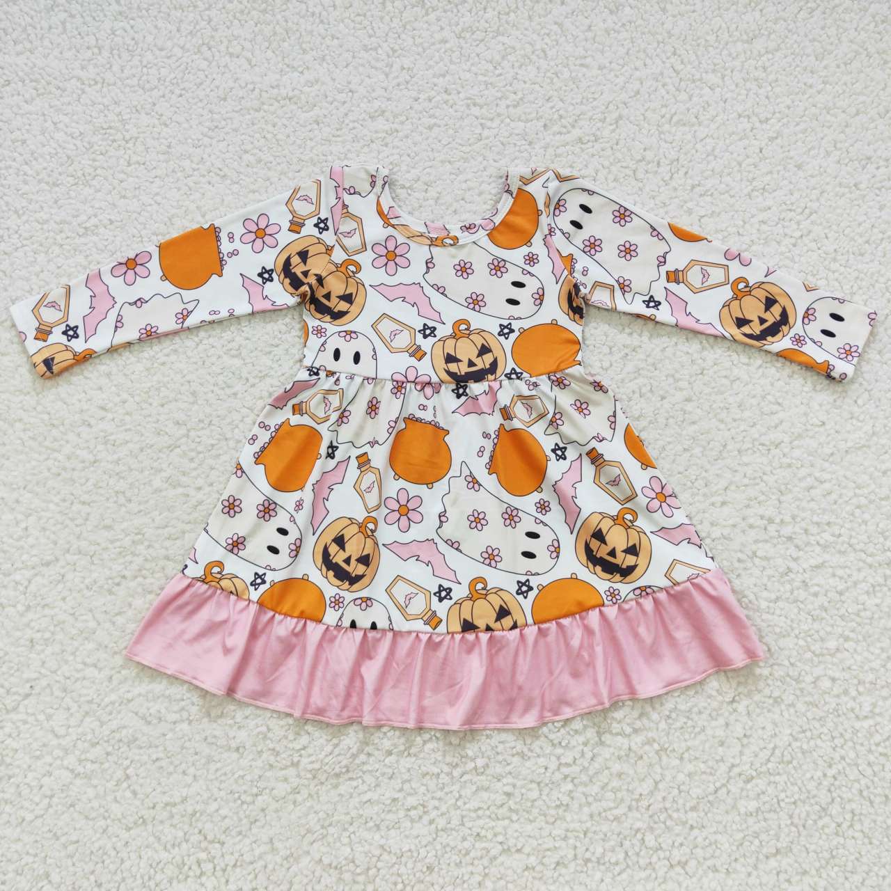 GLD0244 long sleeve pumpkin halloween girl dress  20230722 RTS