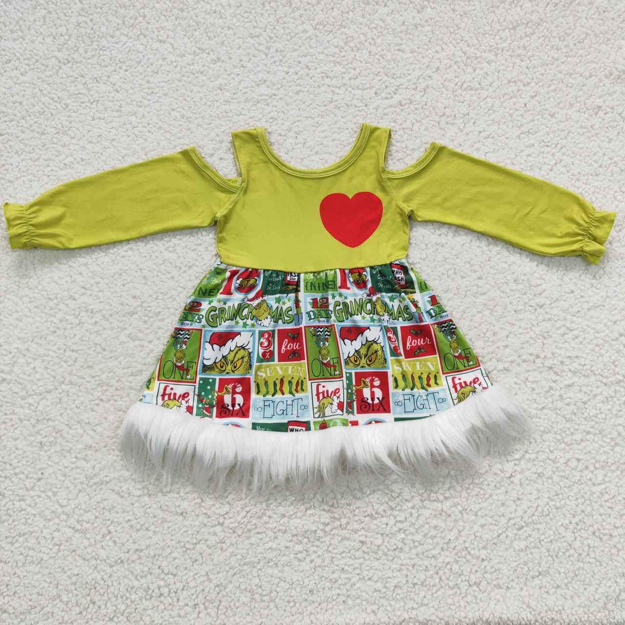 GLD0247 long sleeve Christmas plush grin cartoon girl dress 20230727 RTS