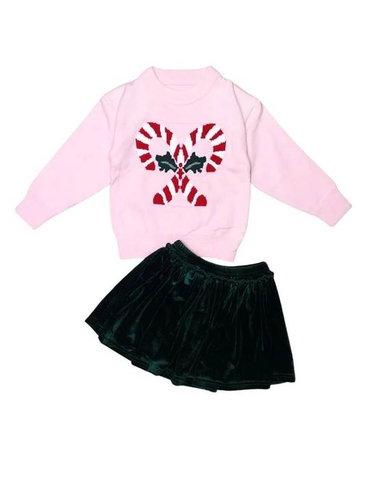 GLD0248组合 pink top Christmas skirt girl outfit 20230616 preorder