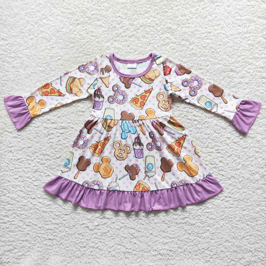 GLD0265 purple mouse short sleeve girl dress RTS 20230925