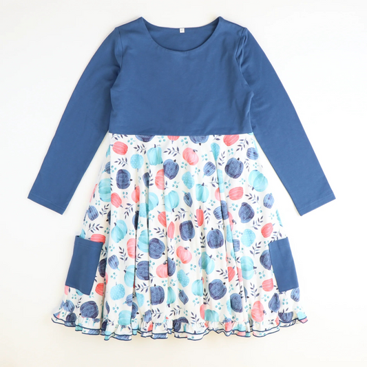 GLD0267 blue fruit short sleeve girl dress preorder 20230623