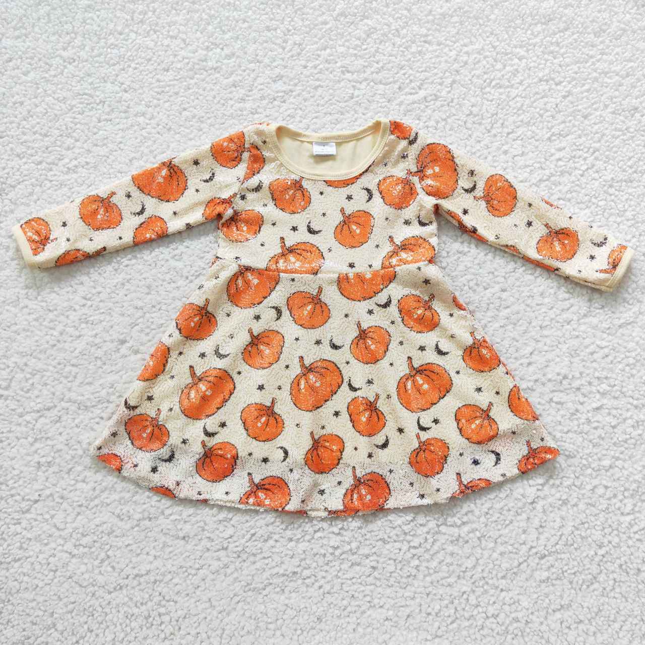 GLD0271 Halloween sequin long sleeve orange pumpkin girl dress 20230807 RTS