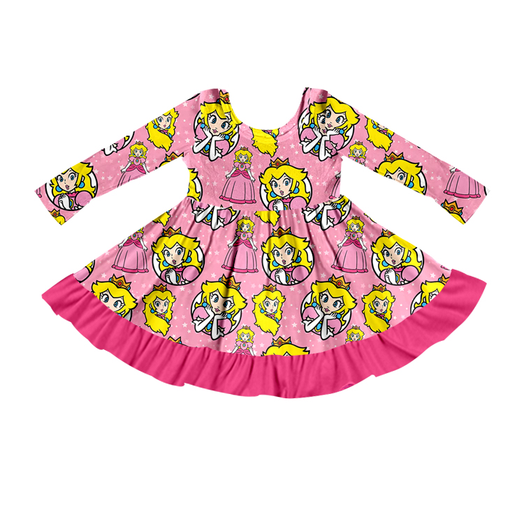 GLD0291 long sleeve cartoon princess girl dress preorder 20230703