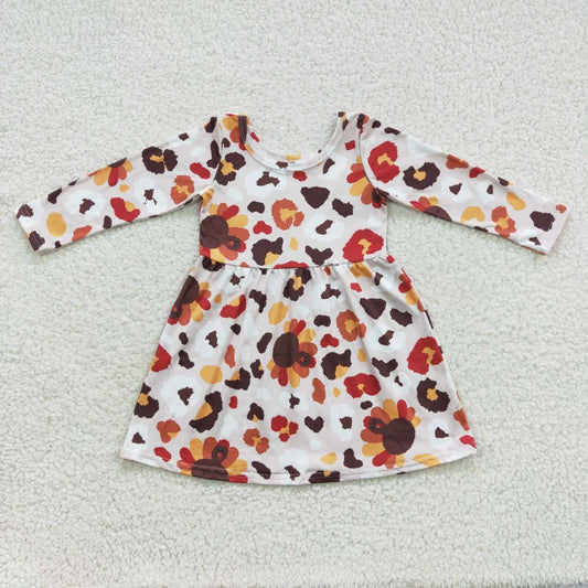 GLD0320 halloween sunflower leopard long sleeve girl dress 20230819 RTS