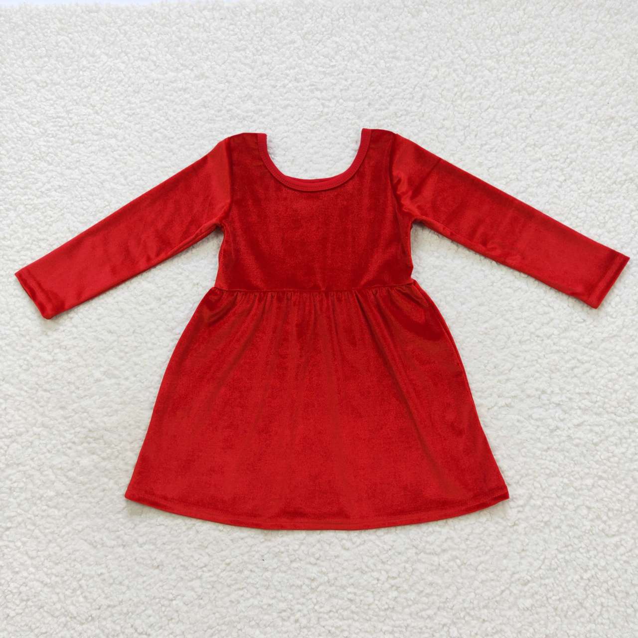 GLD0335 velvet red long sleeve girl dress 20230911 RTS