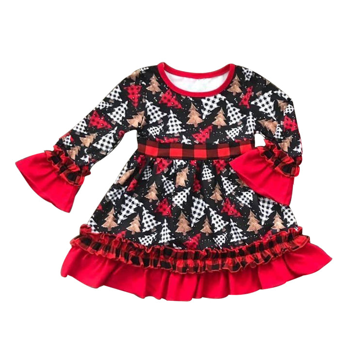 GLD0358  long sleeve Christmas tree girl dress preorder 20230808