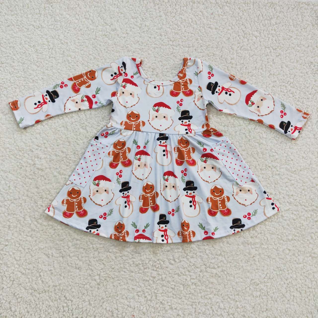 GLD0367 cartoon Christmas gingerbread long sleeve girl dress 20230917 RTS