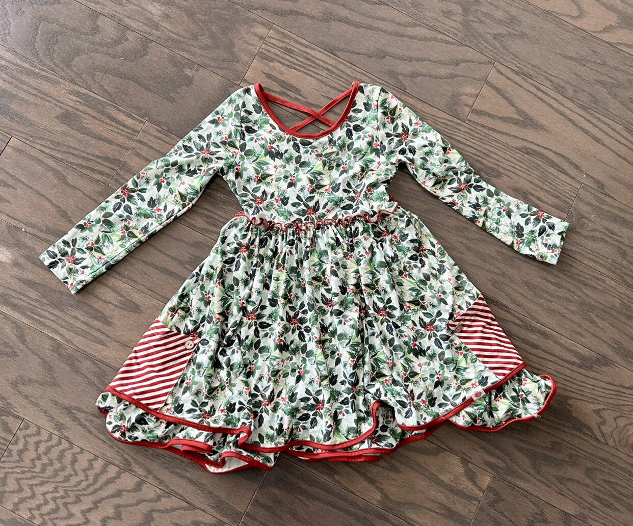 GLD0389 western Christmas grinch long sleeves girl dress RTS 20231018