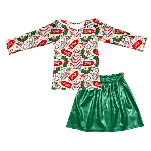GLD0396组合 green leather Christmas skirt girl outfit 20230831 preorder