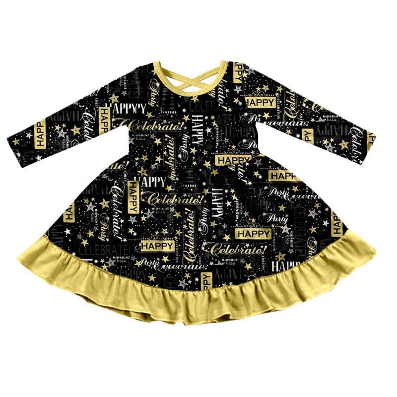 GLD0416 Happy new year long sleeve girl dress 20230906 preorder