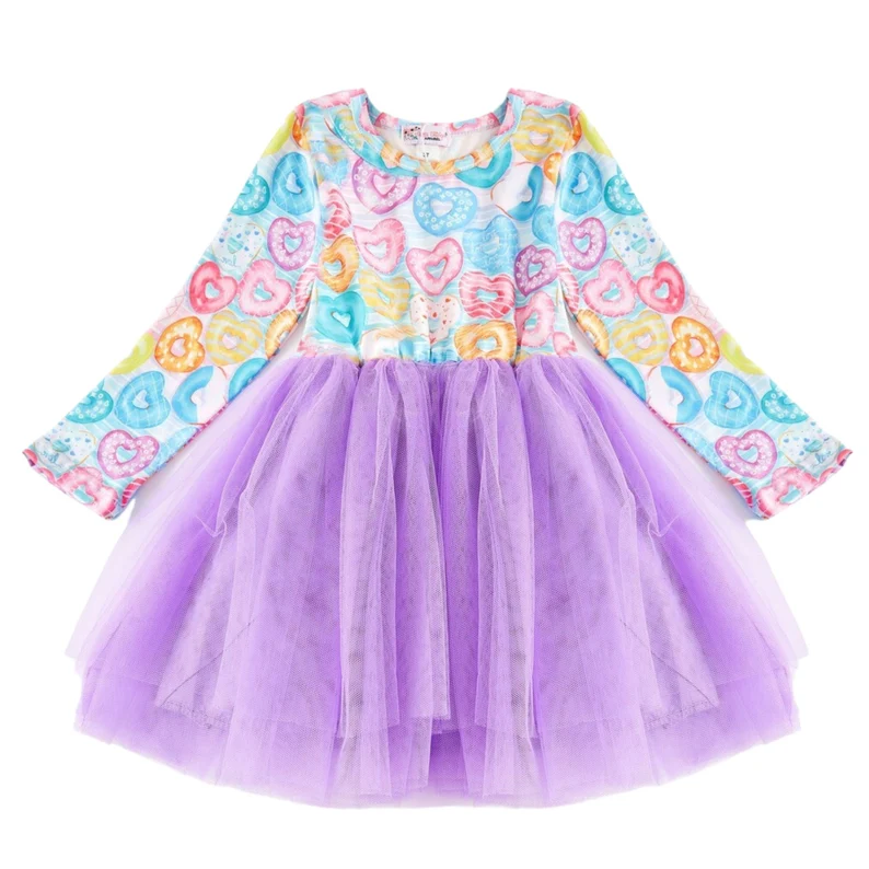 GLD0428 western colorful love long sleeve tulle girl dress 20230916 preorder