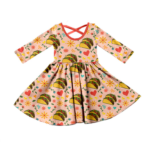 GLD0431 western flower bread love long sleeve crisscross girl dress 20230916 preorder