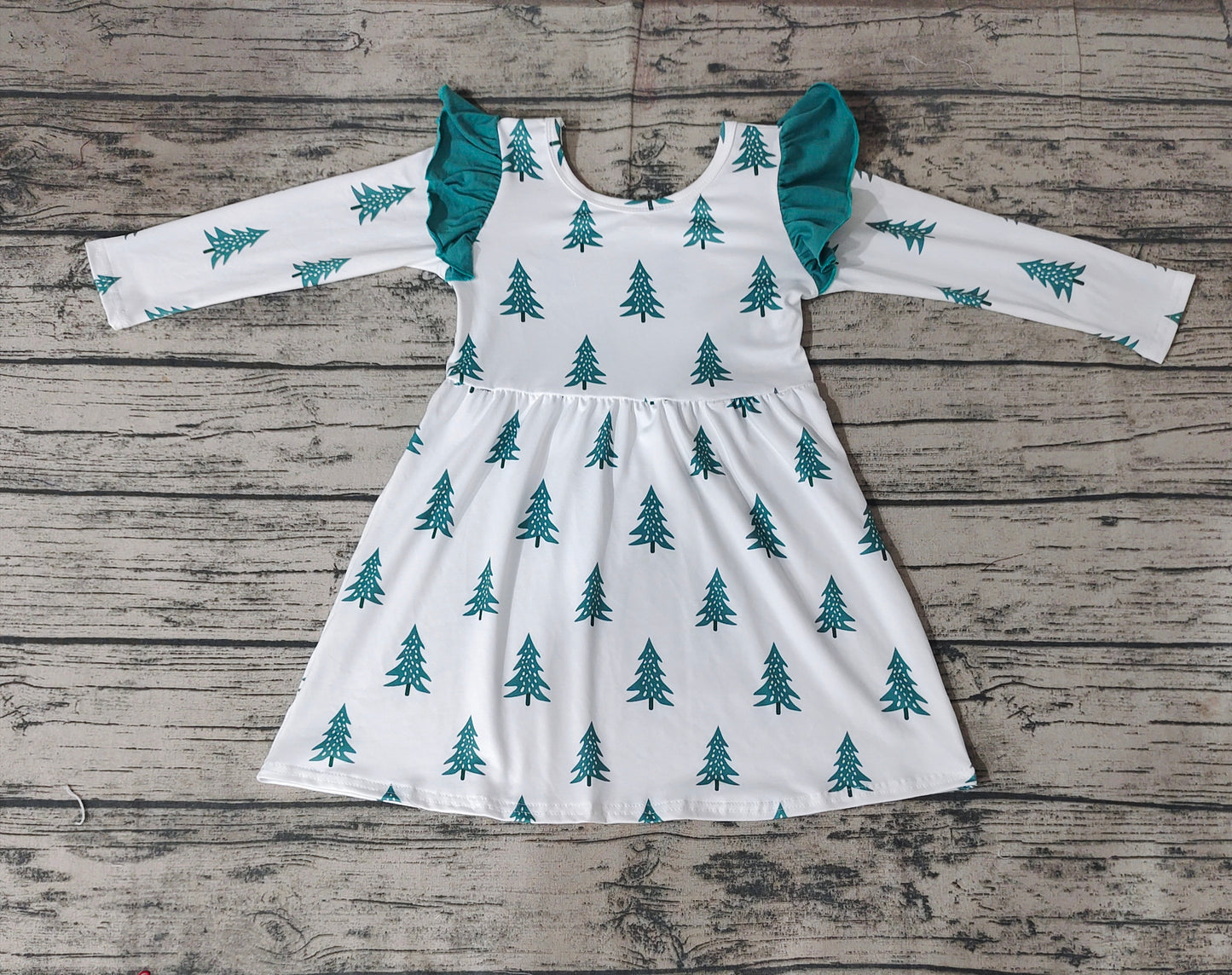 GLD0440 RTS Christmas tree long sleeve girl dress 20231024