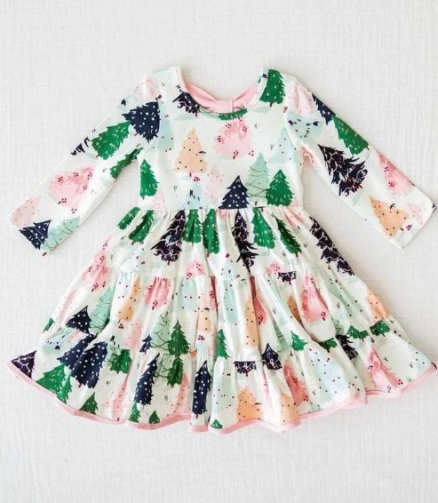 GLD0468 Christmas tree sleeve girl dress 20231106 RTS