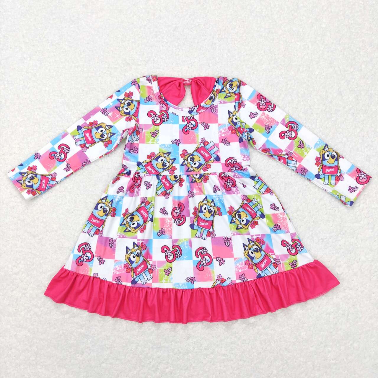 GLD0477 bow dog bluey barbie gril dress love girl long sleeve girl dress 20231114 RTS