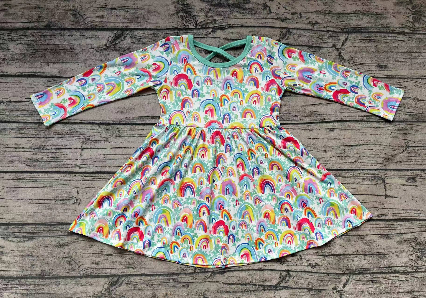 GLD0495 western rainbow girl dress 202401 RTS