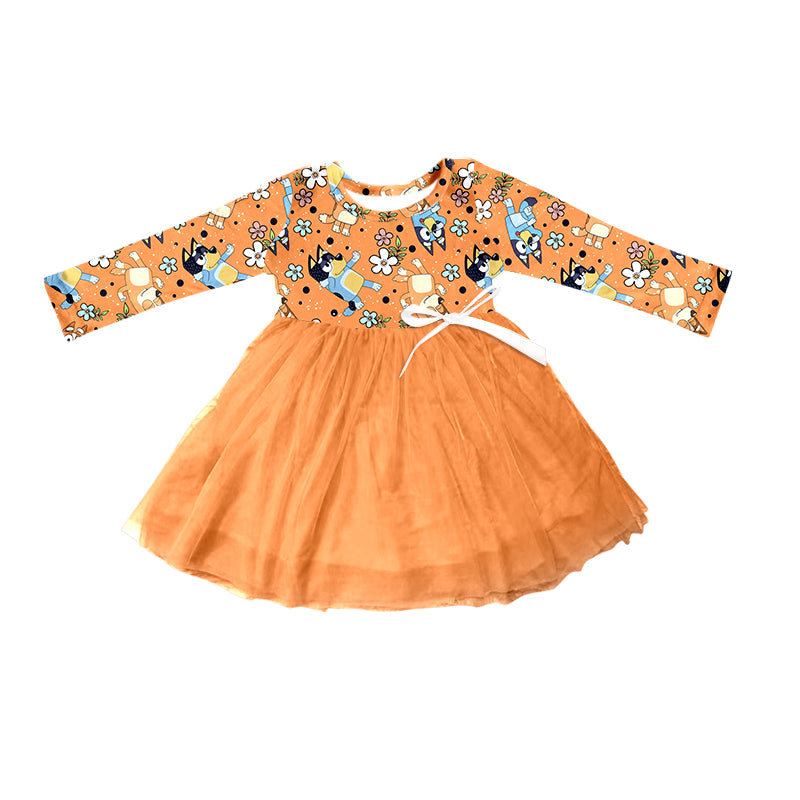 GLD0515  bluey dog girl  short sleeves girl dress preorder 202404