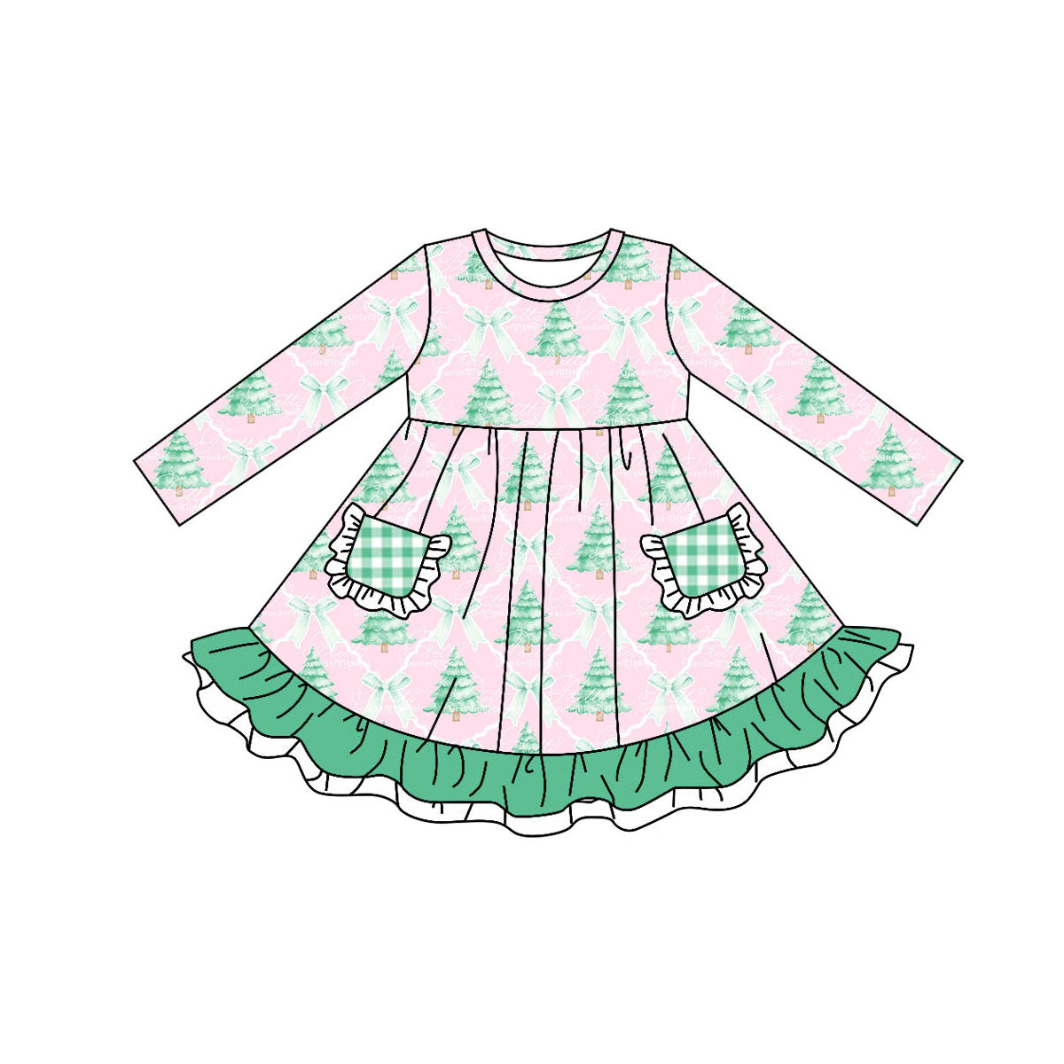 GLD0525 Christmas tree girl dress preorder 202405