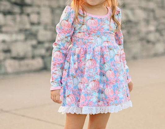 GLD0527 Halloween pumpkin flower girl dress preorder 202405