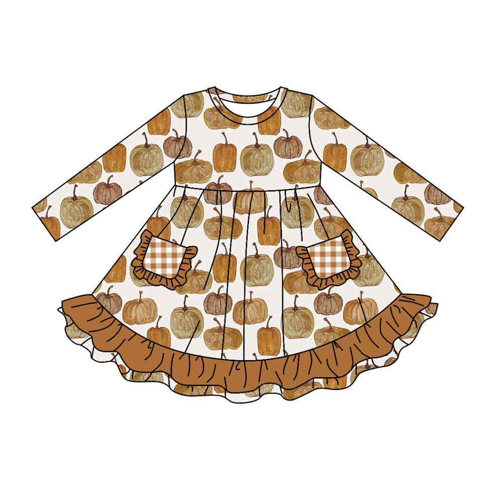 GLD0529  Halloween Pumpkin girl dress preorder 202405