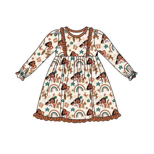 GLD0536 Moana girl short sleeves girl dress preorder 202405 sibling