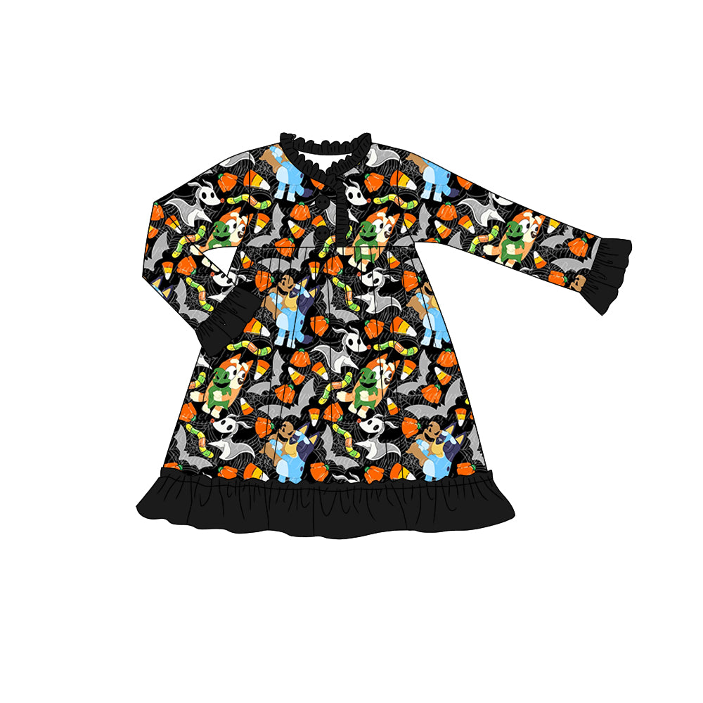 GLD0541  bluey dog Halloween animals girl dress preorder 202406