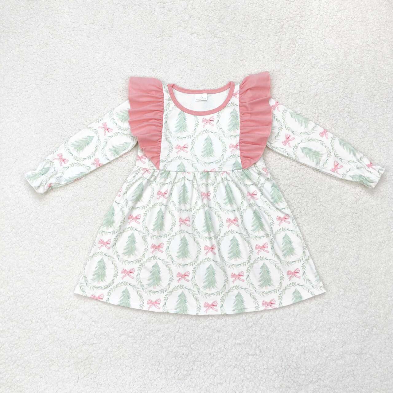 Christmas tree Sibling GLD0555  girl dress 202407 RTS