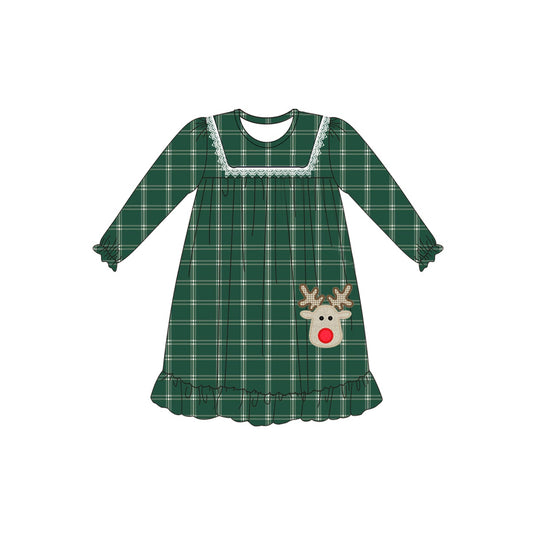 GLD0561 Christmas deer  girl dress preorder 202405