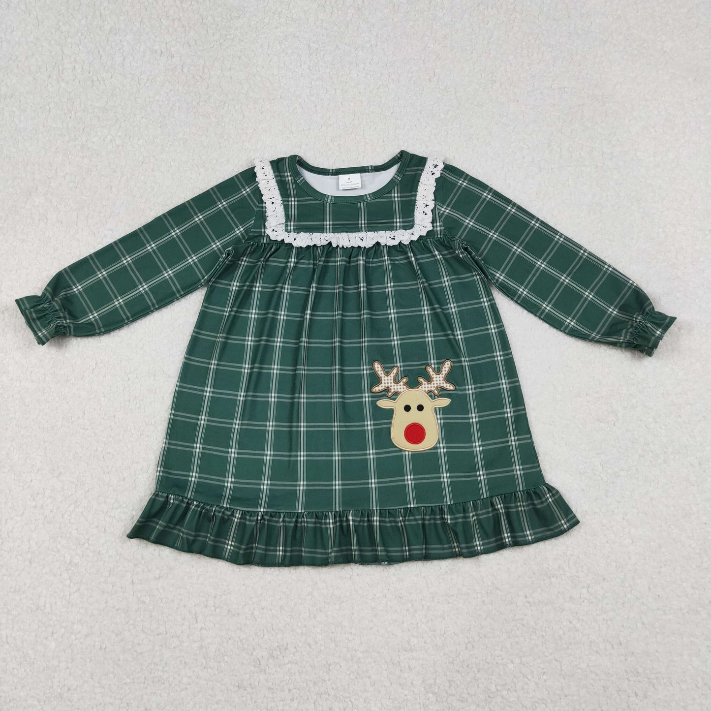 GLD0561 Embroidery  Christmas deer  girl dress  202409 RTS