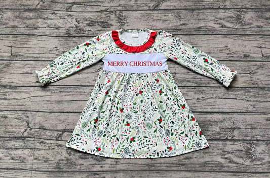 GLD0579 Embroidery Merry Christmas flower girl dress preorder 202407 RTS