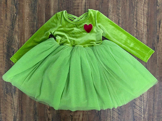 GLD0582 turtle Christmas love green girl dress preorder 202406 RTS