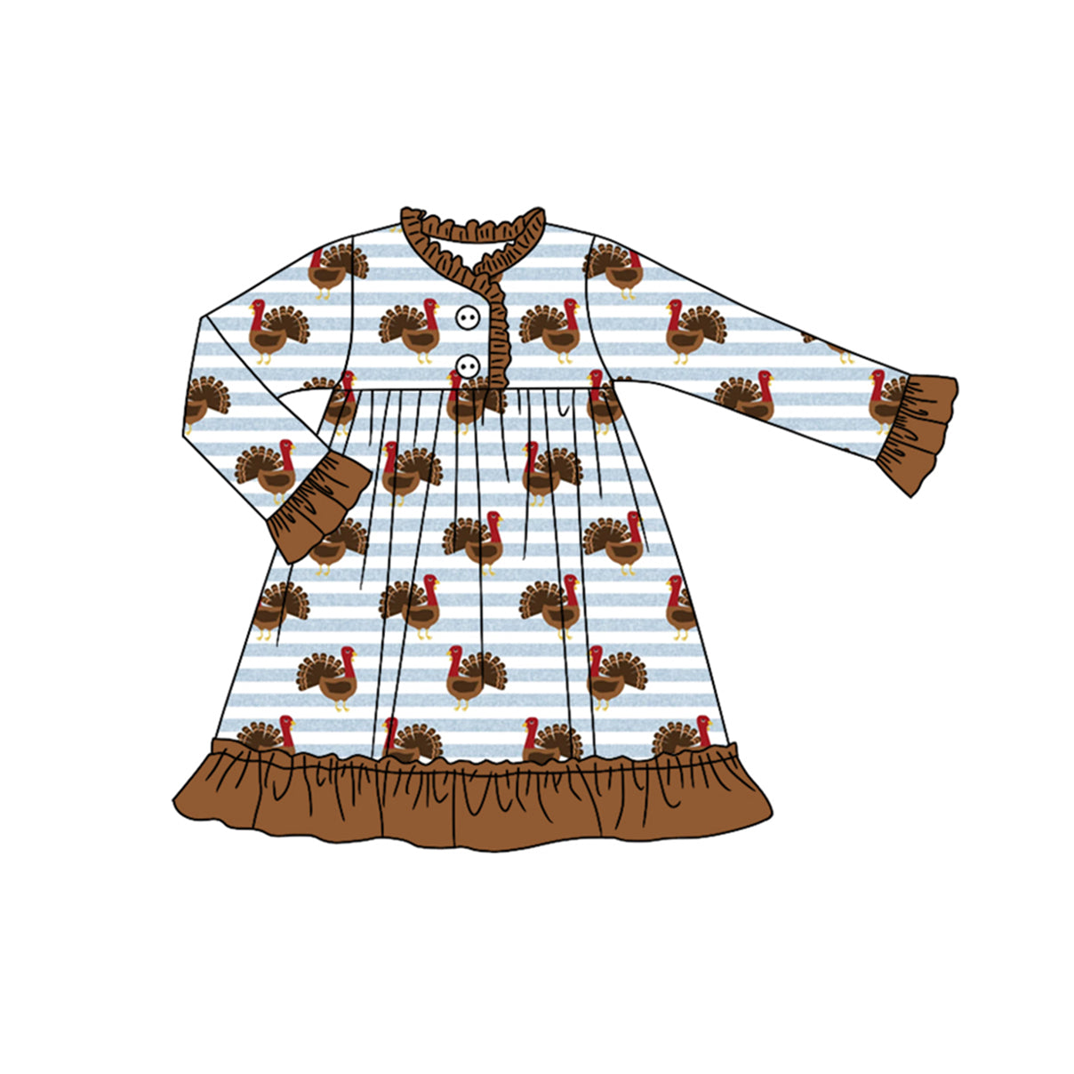 CUSTOM  MOQ 3  GLD0584 Turkey thanksgiving girl dress  202406