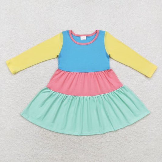 GLD0601 colorful long sleeve cotton girl dress  202408 RTS