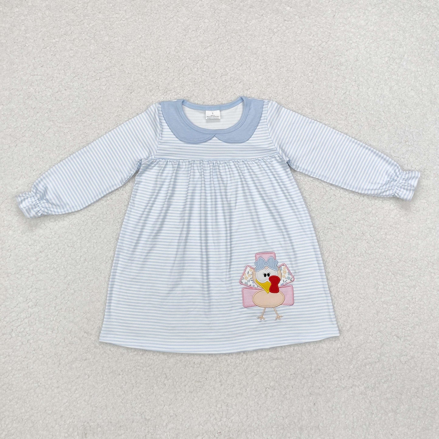 GLD0603 embroidery  turkey thanksgiving sibling girl dress 202410  RTS