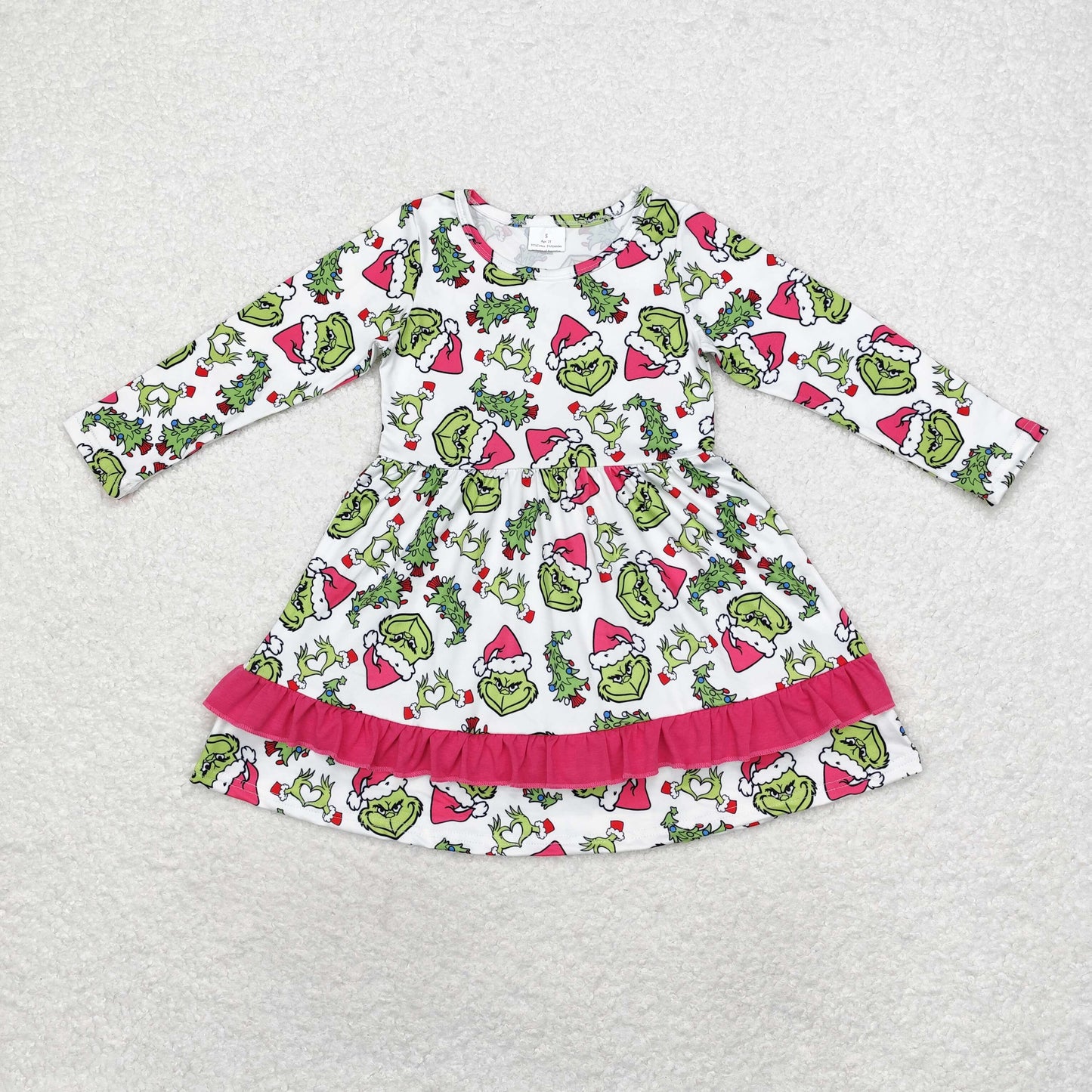 Christmas grinch sibling GLD0651 girl dress 202408 RTS