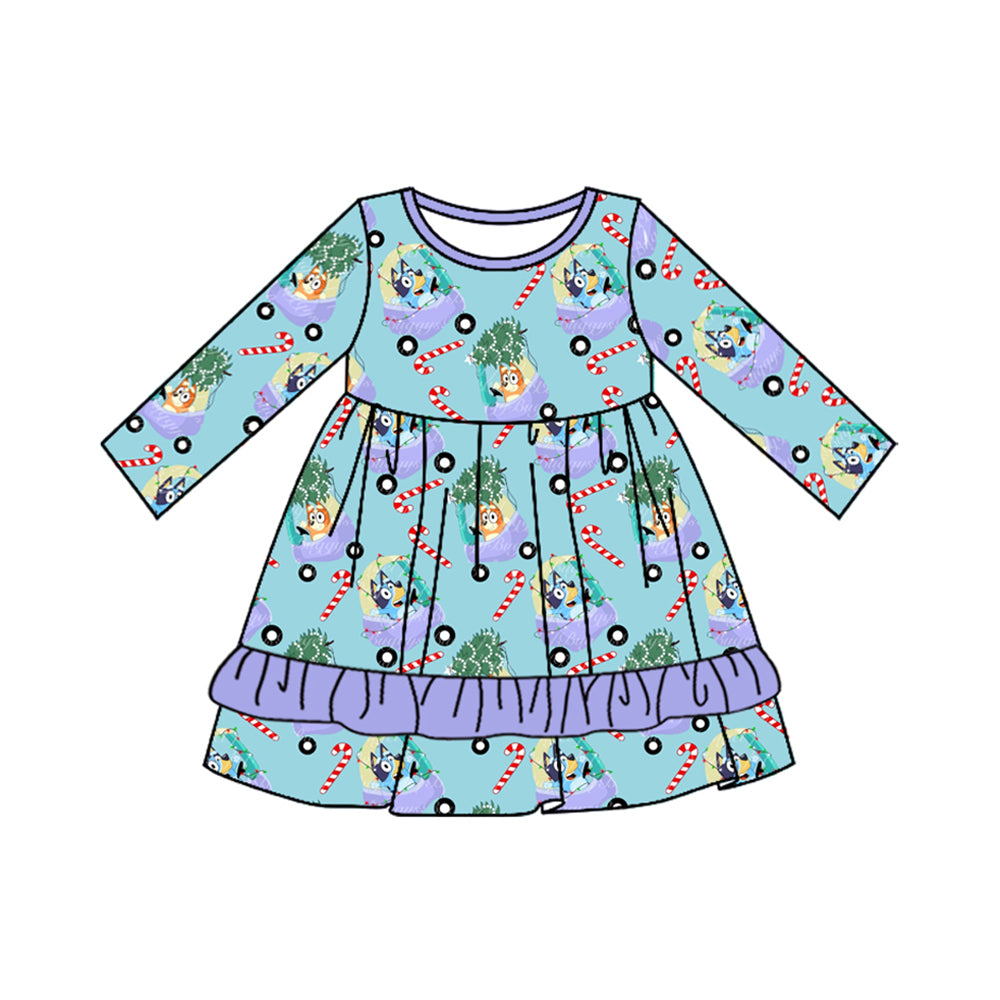 Christmas bluey sibling GLD0694 girl dress preorder 202407