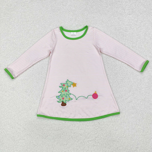 Embroidery Christmas tree sibling  GLD0704 girl dress 202410 RTS