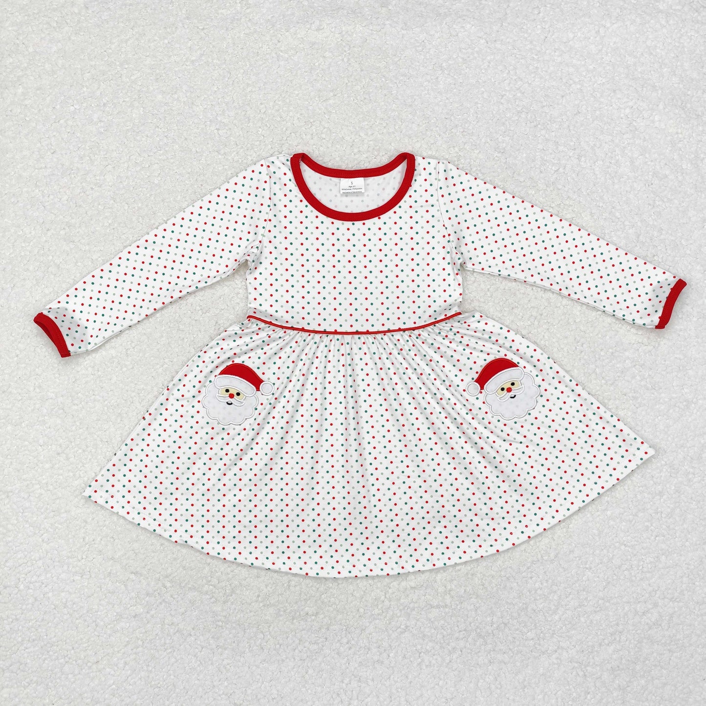 Christmas santa GLD0779 sibling embroidery girl dress  202409 RTS