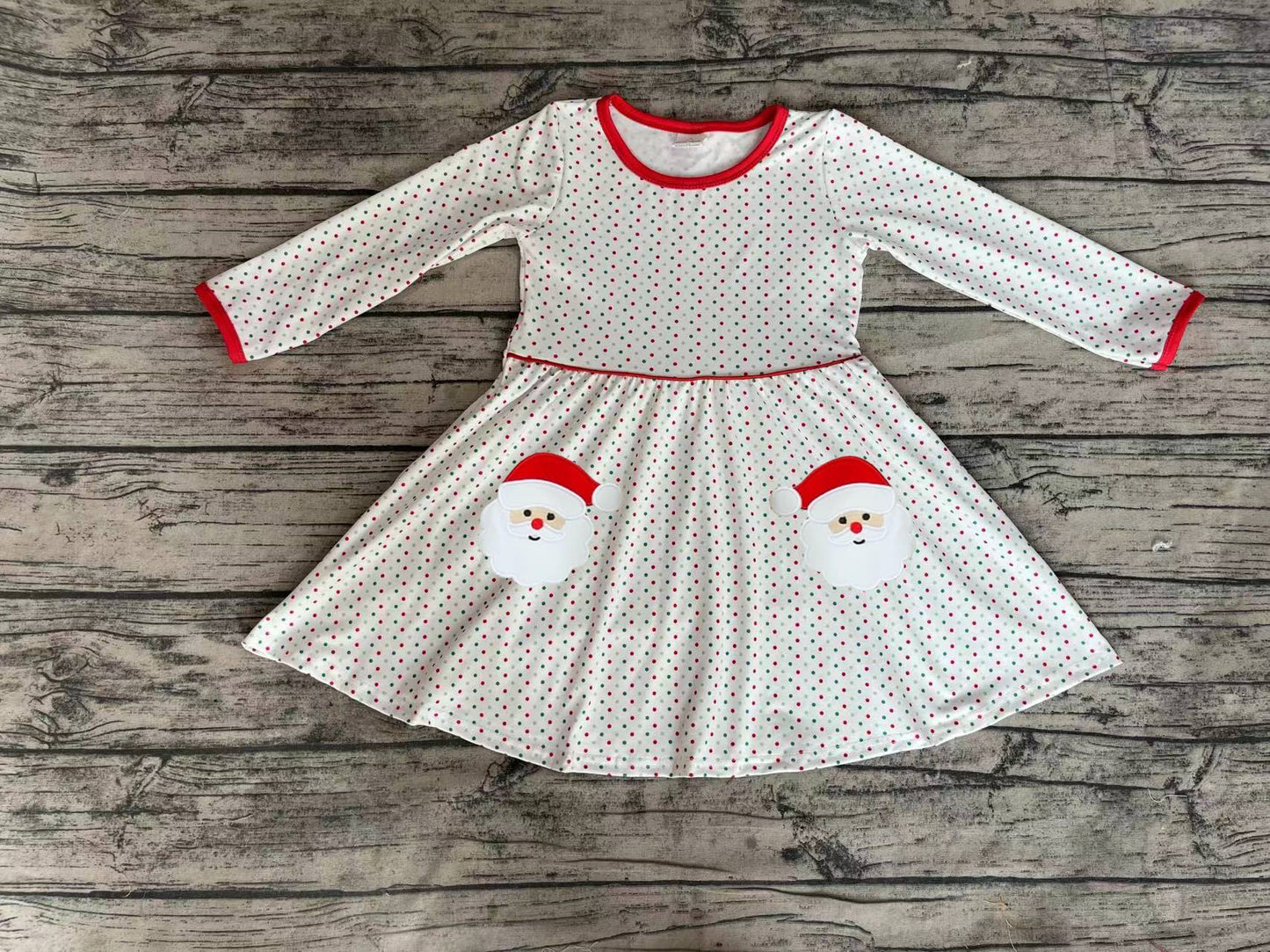 Christmas santa GLD0779 sibling embroidery girl dress  202409 RTS