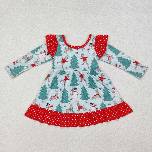 GLD0794  Christmas deer snowmen sibling girl dress 202410 RTS