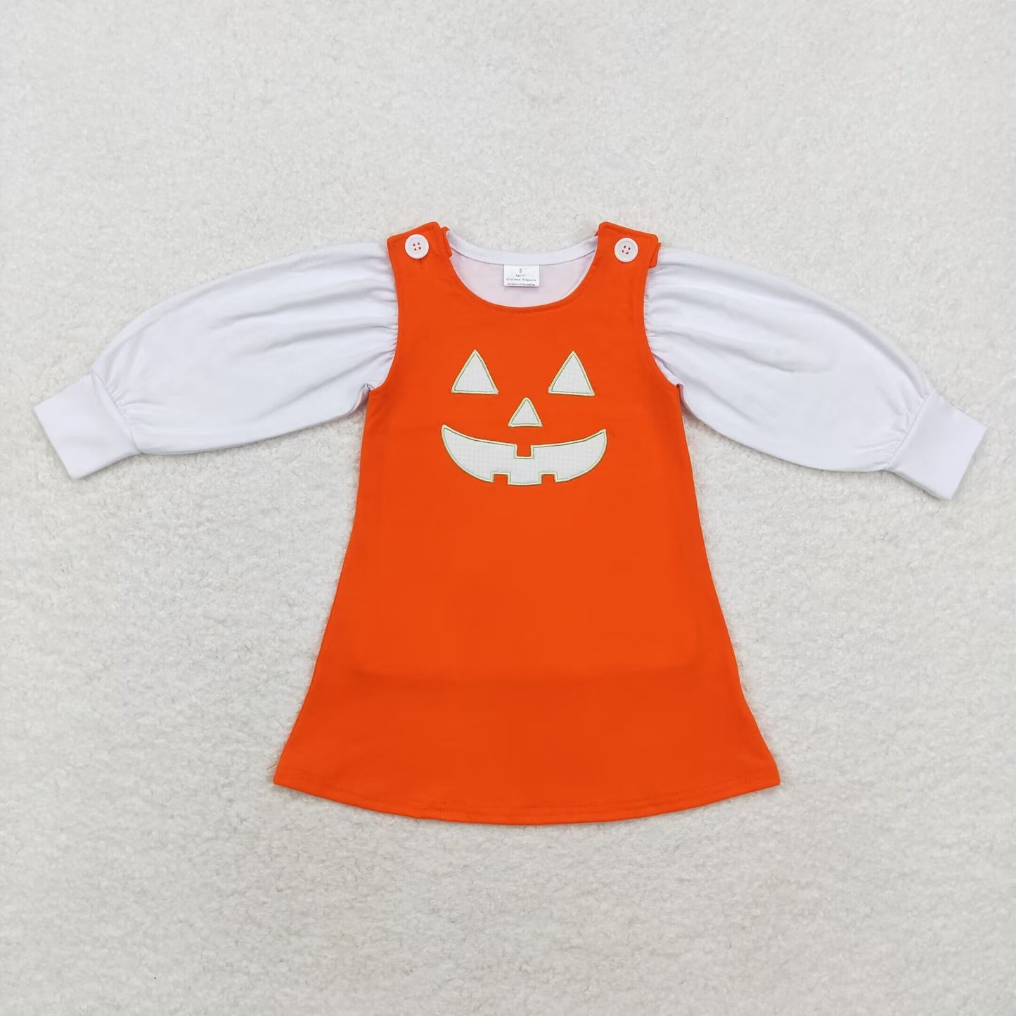 GLD0807组合  Embroidery smile pumpkin white girl dress preorder 202407 RTS