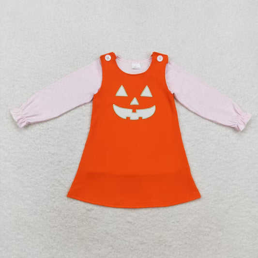 GLD0808 组合  Embroidery smile pumpkin white girl dress  202408 RTS