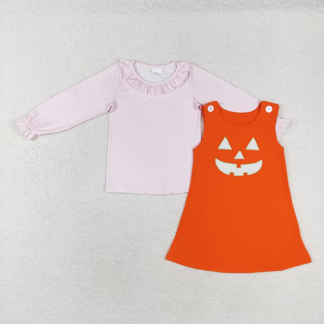 GLD0808 组合  Embroidery smile pumpkin white girl dress  202408 RTS