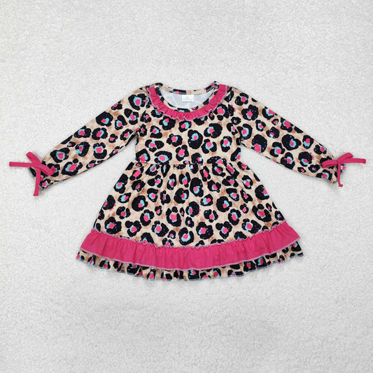 GLD0832 LEOPARD bow girl dress  202411 RTS