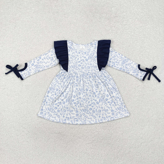 GLD0836 flower sibling girl  dress long sleeve 202410 RTS