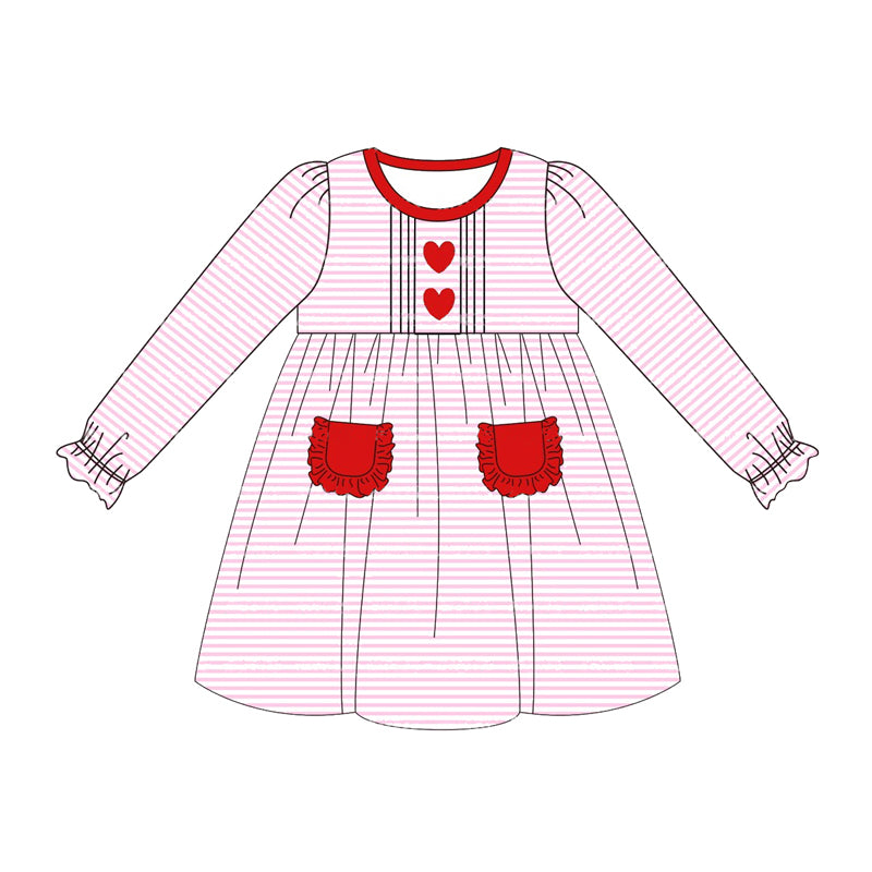 GLD0853 pink love heart sibling girl dress preorder 202408