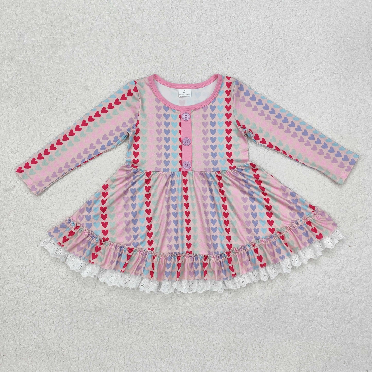 GLD0877 love  Valentine sibling girl dress 202412 RTS