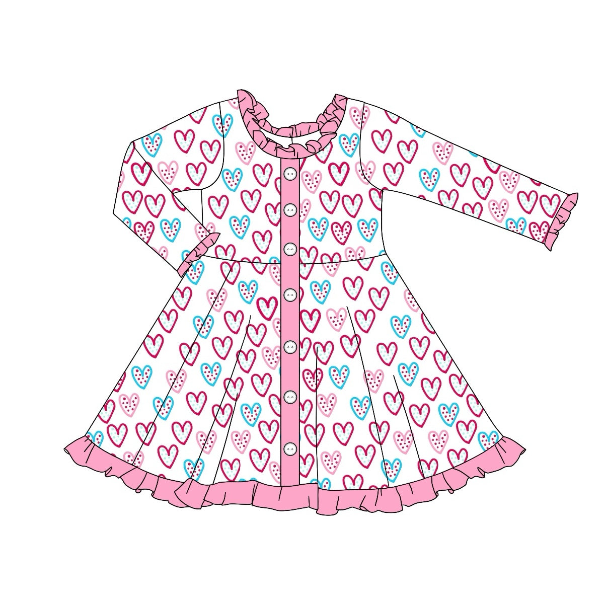 GLD0902 pink love sibling girl dress preorder 202409